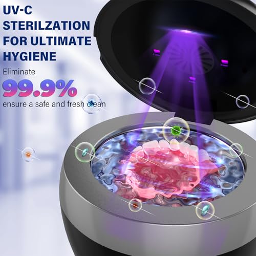 Ultrasonic Retainer Cleaner, 200ML Denture Cleaner for Mouthguard, Aligner, Brace, Night Guard and Dental Appliance with 4 Modes, 45kHz Jewelry Cleaner for Rings, Dental Cleaning Pod with Basket