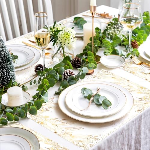 50 Pack Golden Leaves Paper Placemats Disposable Golden Polka Dots Paper Place Mats 11 x 17 Inch Vintage Paper Table Mats Party Decorative Paper for Wedding Banquet Party Home Dining Table Decor