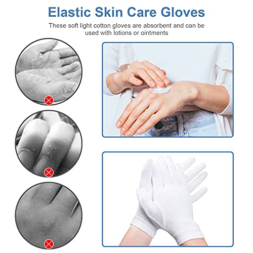 10 Pairs 100% Moisturizing Gloves for Dry Hands Overnight, Selizo 10 Pairs White Cotton Gloves for Women Eczema, Hand Moisturizer Sleeping Spa Gloves for Dry Hands Eczema