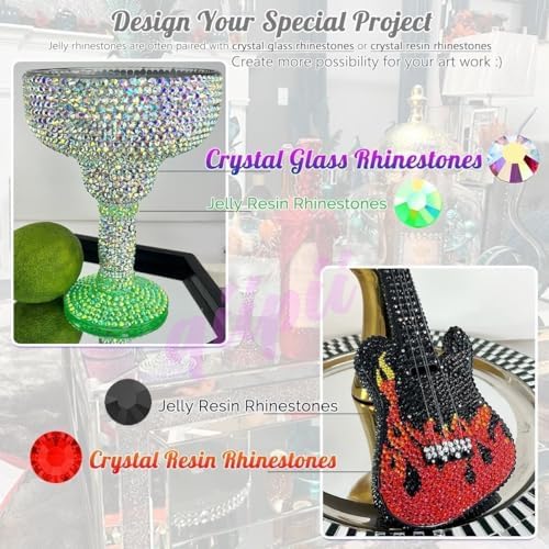 3 Boxes 24 Color 3mm 4mm 5mm Jelly Resin Rhinestones w B7000 Glue for Bedazzling Crafting Flatback Colorful Stones Gems Diamonds Charms for Nails Face Makeup Tumblers Bottles DIY Crafts Clothes