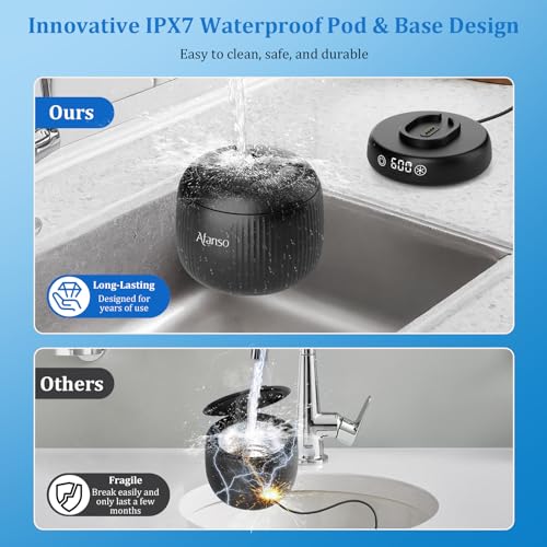 Ultrasonic Retainer Cleaner Machine, 50kHz Ultrasonic Denture Cleaner with Durable Removable Base&4 Modes Digital Timer, Dental Cleaning Pod for Mouth Guard, Braces, Jewelry, Aligner, Toothbrush