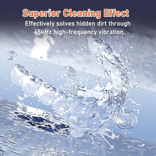 Ultrasonic Retainer Cleaner Machine, Dental Cleaning Pod, 45kHz Retainer Cleaning with 230ML Capacity for Dentures, Aligner, Mouth Guards, Braces, Jewelry, Nightguard & All Dental Appliances