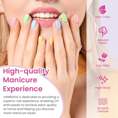 VANREESA 42 Pcs Gel Nail Polish Kit with U V Light 24 Popular Colors Gel Polish Nail Kit Green Blue Purple Pink Orange Complete Nail Kit with Manicure Tools Gifts for Women Girls