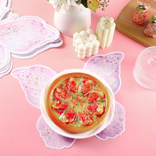 50 Pack Paper Butterfly Placemats Disposable Party Placemats Pink and Purple Butterfly Table Mats for Baby Shower Wedding Birthday Kitchen Dining Table Decoration