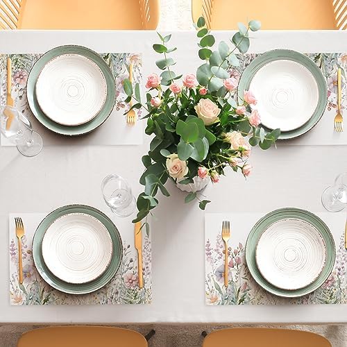 50 Pack Floral Paper Placemat Disposable Watercolor Wildflower Place Mat 11 x 17 Inch Flower Decorative Paper Table Mat for Dinner Table Setting Bridal Shower Wedding Party Supplies