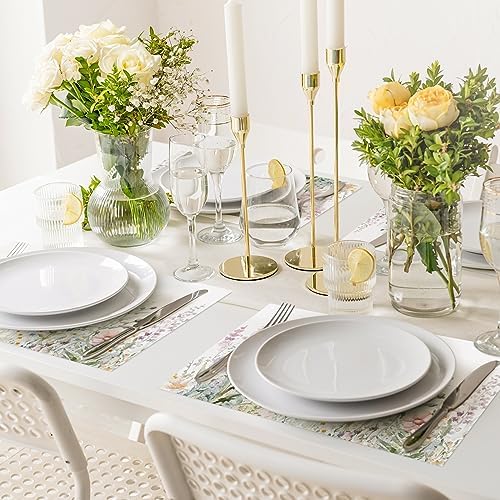 50 Pack Floral Paper Placemat Disposable Watercolor Wildflower Place Mat 11 x 17 Inch Flower Decorative Paper Table Mat for Dinner Table Setting Bridal Shower Wedding Party Supplies