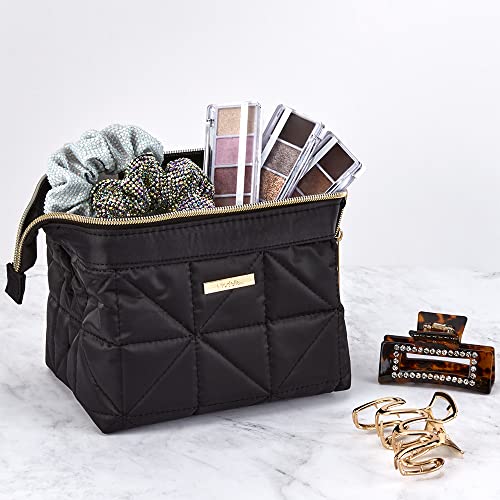 Conair Small Makeup Bag, Cosmetic Bag for Everyday Touch-Ups or Jewelery, Perfect Size for Purse or Carry-On, Small Organizer Shape in Black