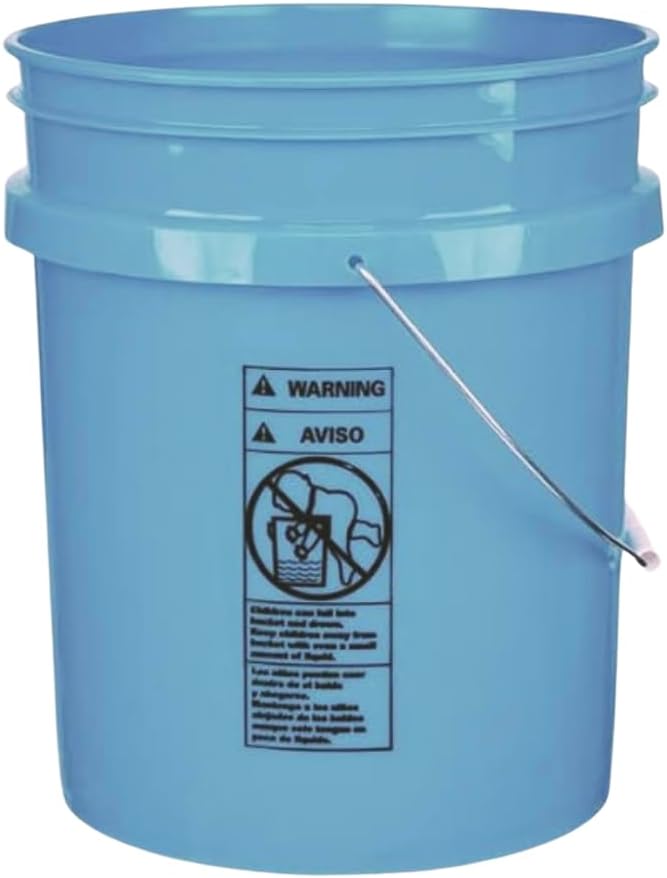 House Naturals 5 Gallon Premium HPDE Plastic Bucket - Made in USA Food Grade Storage Container, BPA Free All Purpose Pail (1, Light Blue)