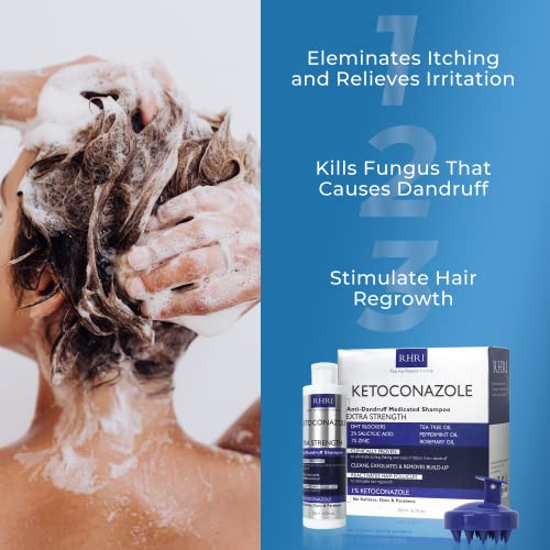 Anti Dandruff Shampoo for Men & Women | Extra Strength Medicated Shampoo with 2% Salicylic Acid and Tea Tree Oil for Itchy, Dry Scalp, Flakes and Build-Up | Sulfate Free 200ml