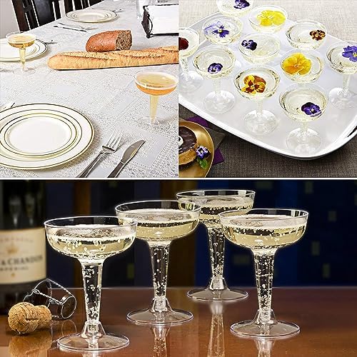 100 Pack Plastic Champagne Coupe Glasses, Disposable Plastic Party Champagne Glasses, 4 Oz Clear Cocktail Martini Margarita Wine Cups for Birthday Wedding Party