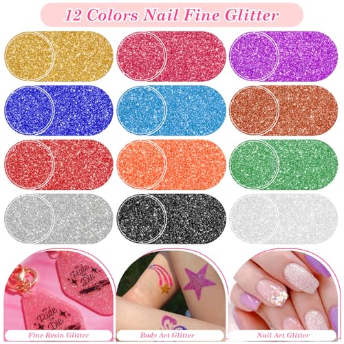 Acrylic Fake Nails Kit Press On Nail Kit with Clear Coffin Nail Tips Nail Display Stand Sequins Sticker Rhinestones Decorations Nail Art Brushes Fine Glitter DIY Nail Art Tool and Supplies