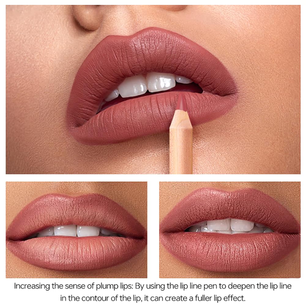 KIMIEYE 12 Colors Lip Liner Set, Matte Finish Series Lip Liners Pen Kit for Women, Long Lasting Waterproof Smooth High Pigmented Lip Pencil for Daily Makeup (Set B)