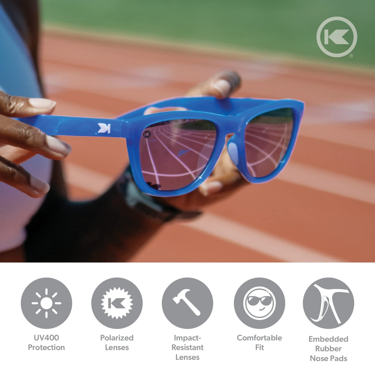 Knockaround Premiums Sport - Polarized Running Sunglasses for Women & Men - Impact Resistant Lenses & Full UV400 Protection, Neptune/Lilac