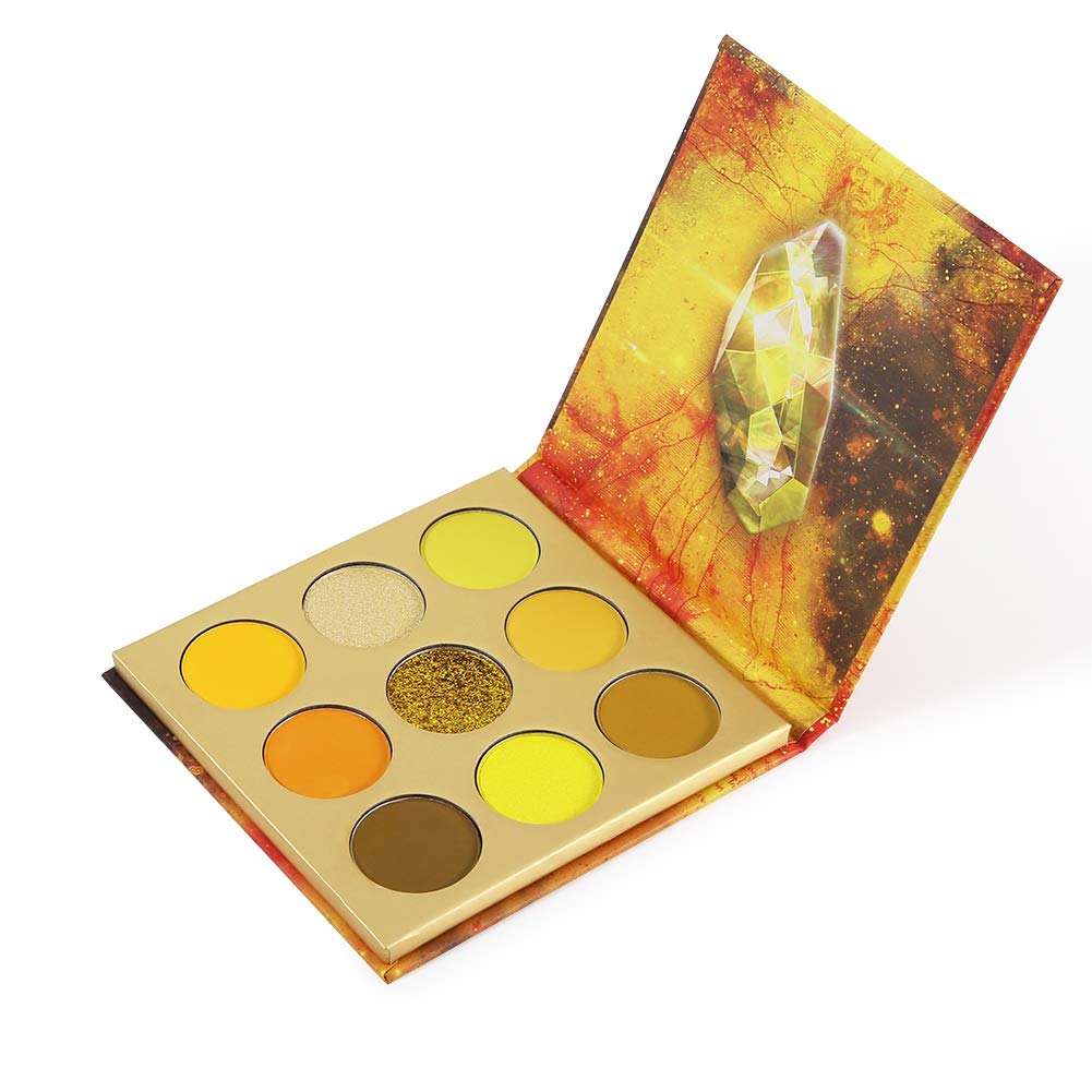 docolor Eyeshadow Palette 9 Colors Yellow Eyeshadow Gemstone Shadow Palette Highly Pigmented Mattes Shimmers Naked Smokey Glitter Cream Colorful Powder Blendable Long Lasting Waterproof Makeup Palette