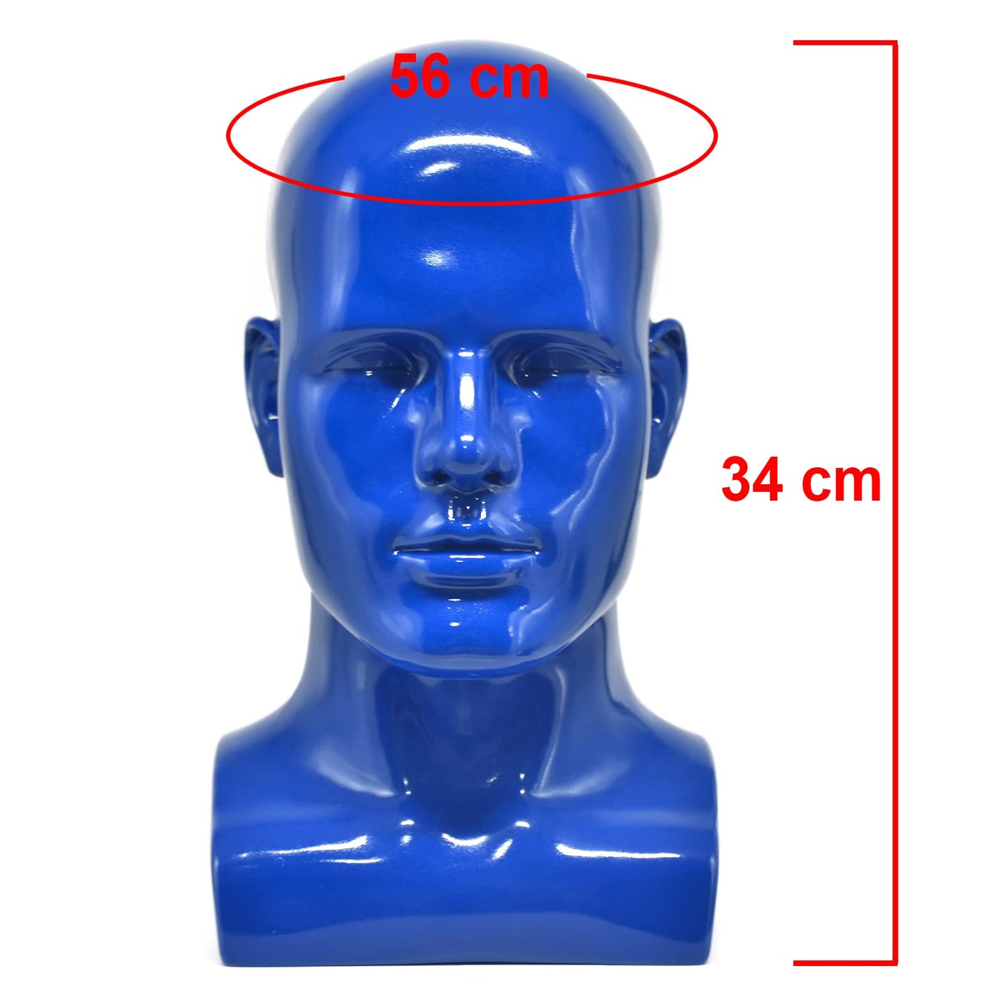 FanLin Male Mannequin Head Professional Manikin Head for Display Wigs Hats Headphone Mask Sunglasses Jewelry and Scravat Display Stand (Bright Blue)