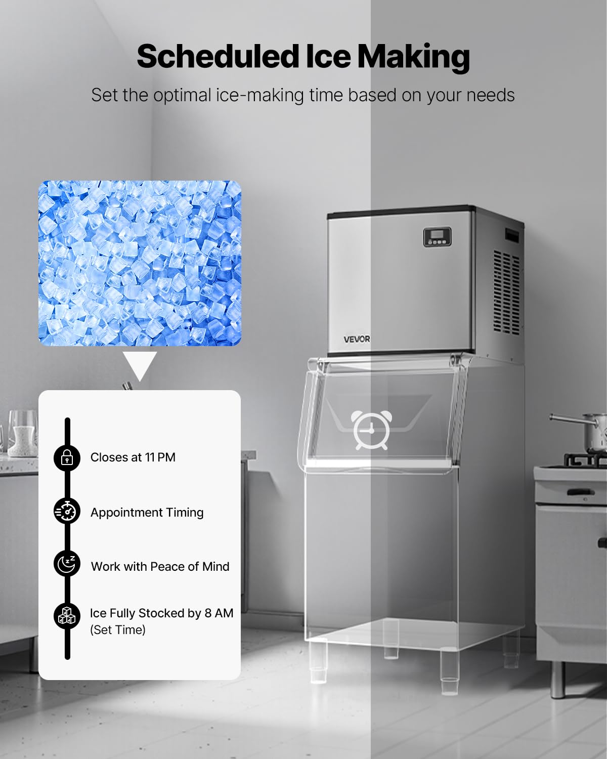 VEVOR Commercial Ice Maker Machine - Head, 500 Lbs/Day Stainless Steel Ice Machine with Self-Cleaning, Scheduled Ice-Making, Adjustable Thickness, Ideal for Restaurant Bar Cafe Hotel - Head Only