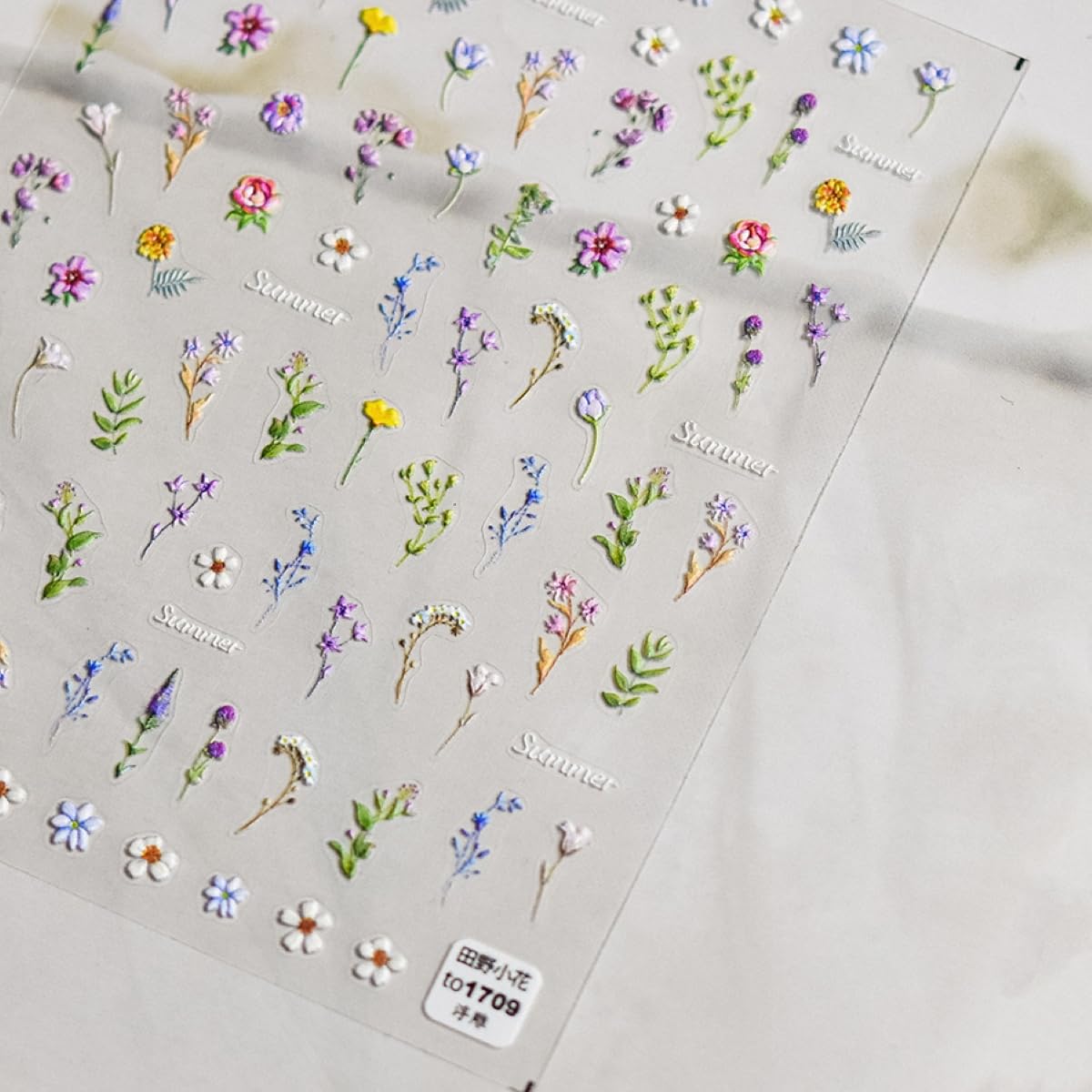 5D Embossed Flower Nail Stickers for Nail Art - Flower Nail Art Stickers Spring Summer Floral Leaf Plant Nail Decals Self-Adhesive Nail Supplies Manicure Sliders Flowers Sticker for Women Girls DIY
