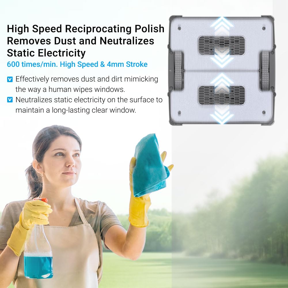 HOBOT S7 Pro Dual Mop Polish Hand Wiping Tec Window Cleaning Robot, 15nm Dual Ultrasonic Spray, 4800Pa Suction, App & Remote Control | for Framed/Frameless Glass, Any Thickness, Indoor/Outdoor Use