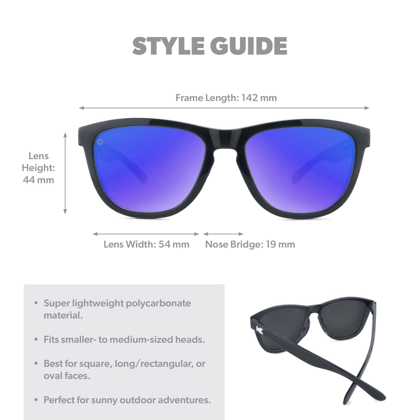 Knockaround Premiums Sport - Polarized Running Sunglasses for Women & Men - Impact Resistant Lenses & Full UV400 Protection, Jelly Black Frame/Blue Moonshine Lenses