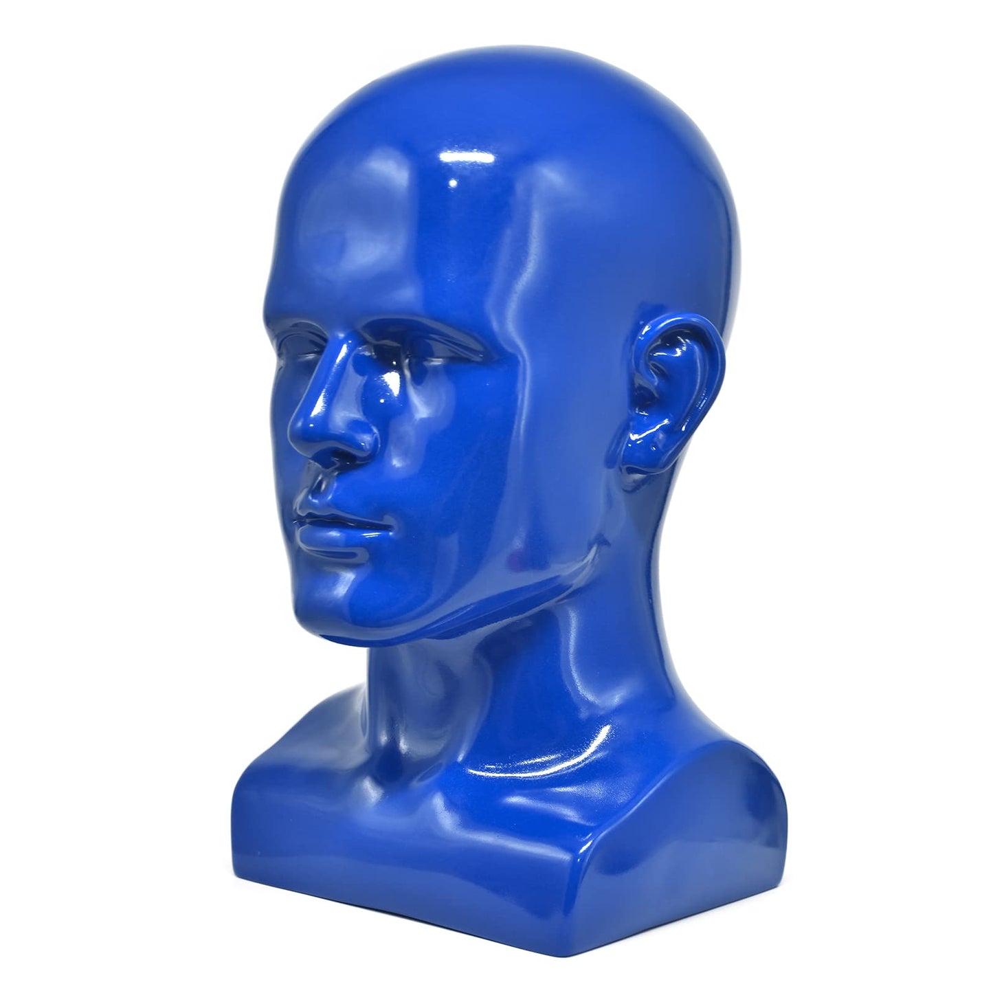FanLin Male Mannequin Head Professional Manikin Head for Display Wigs Hats Headphone Mask Sunglasses Jewelry and Scravat Display Stand (Bright Blue)