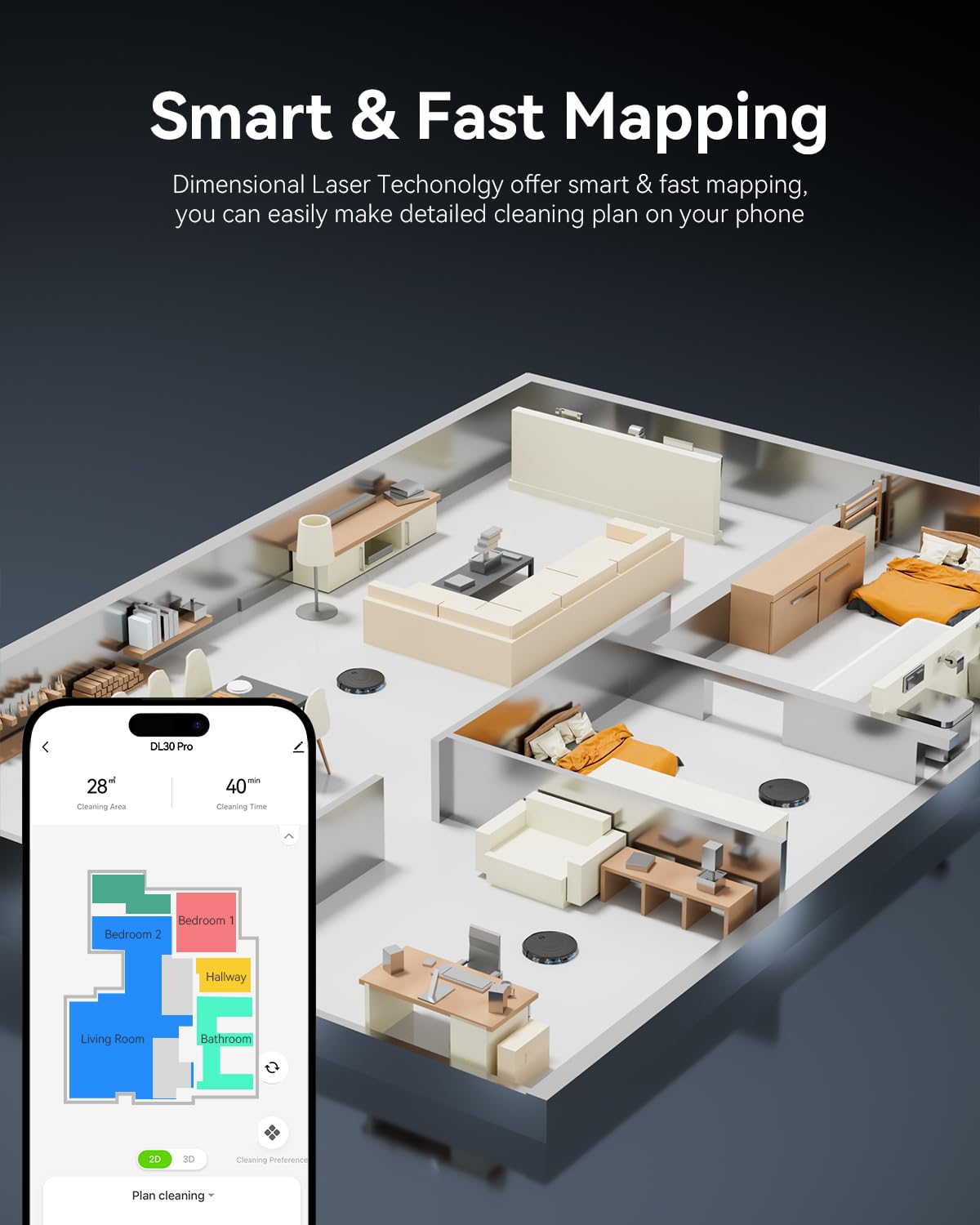Kokaidia Robot Vacuum and Mop Combo, LiDAR Navigation, 9000Pa Suction Robotic Vacuum Cleaner โ Ultra Slim Design, 200 Min Runtime, Auto Recharge, Customizable Cleaning for Pet Hair, Hard Floors