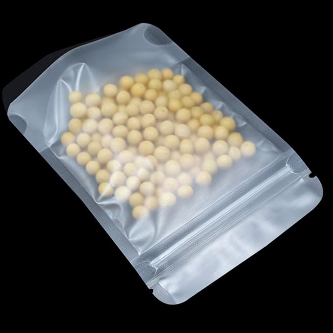 PABCK 100 Pcs 6.3x9.4 inch Resealable Stand Up Bags Matte Clear Zipper Lock Heat Seal Pouches with Tear Notch for Zip Food Storage Lock Packing