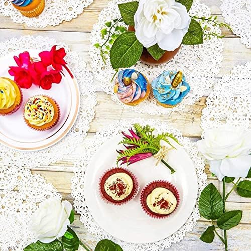 Juvale 300 Pack Round Paper Lace Doilies - 10 Inch Round Doiley Disposable Placemats for Crafts & Weddings - White Doilies - Paper Placemats