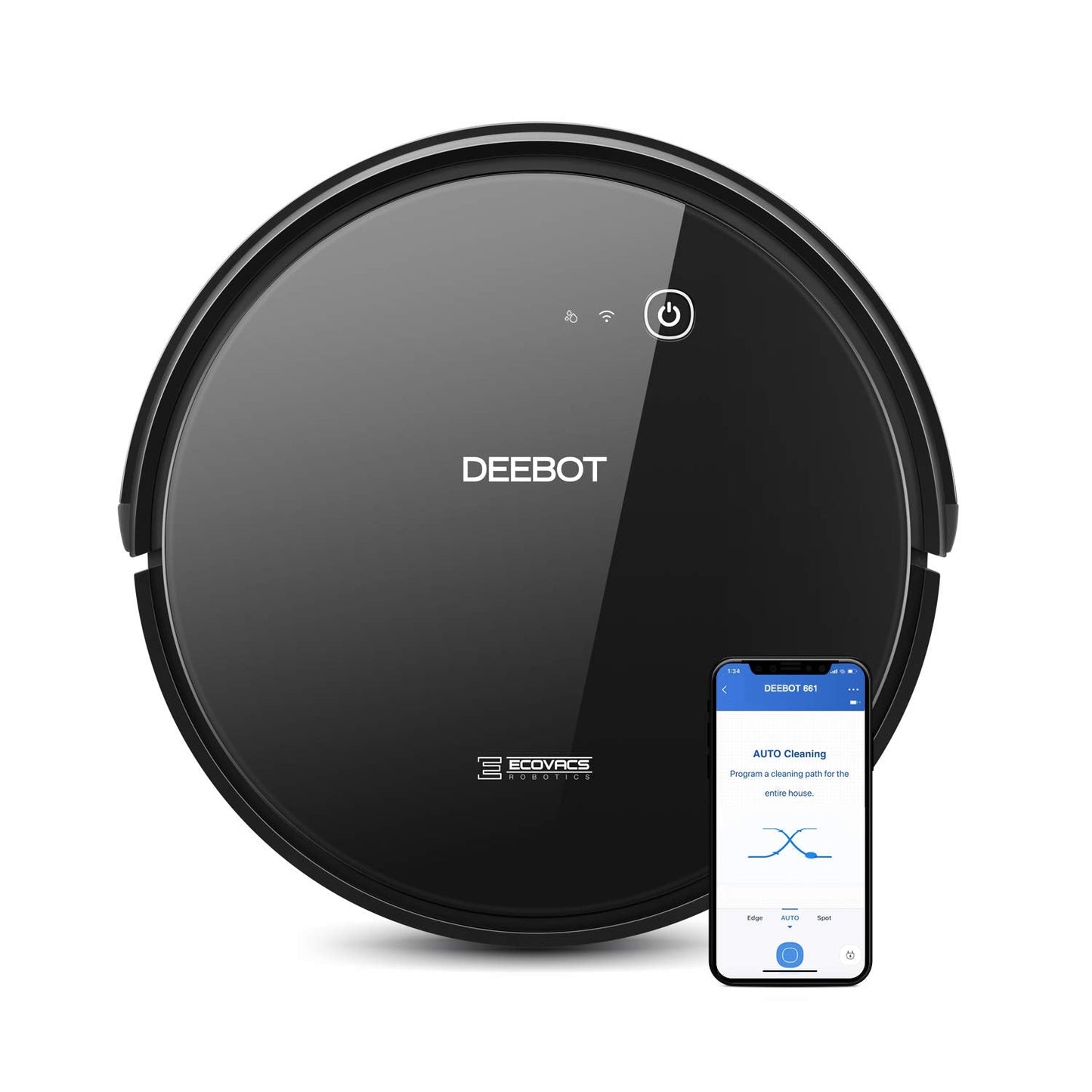 ECOVACS DEEBOT 661 Cordless Robot Vacuum, Black