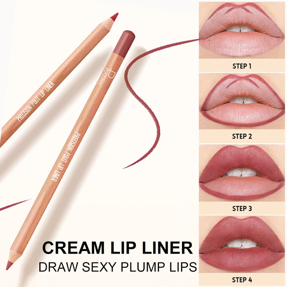 KIMIEYE 12 Colors Lip Liner Set, Matte Finish Series Lip Liners Pen Kit for Women, Long Lasting Waterproof Smooth High Pigmented Lip Pencil for Daily Makeup (Set B)