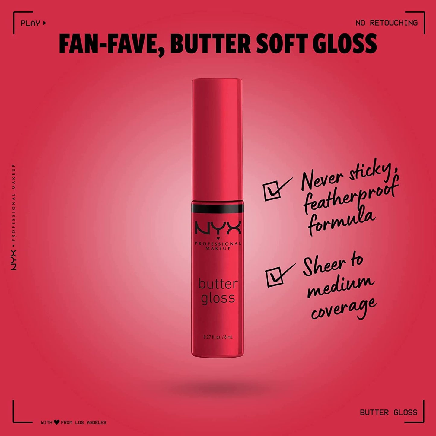 NYX PROFESSIONAL MAKEUP Butter Gloss, Non-Sticky Lip Gloss - Red Velvet (Deep Red)