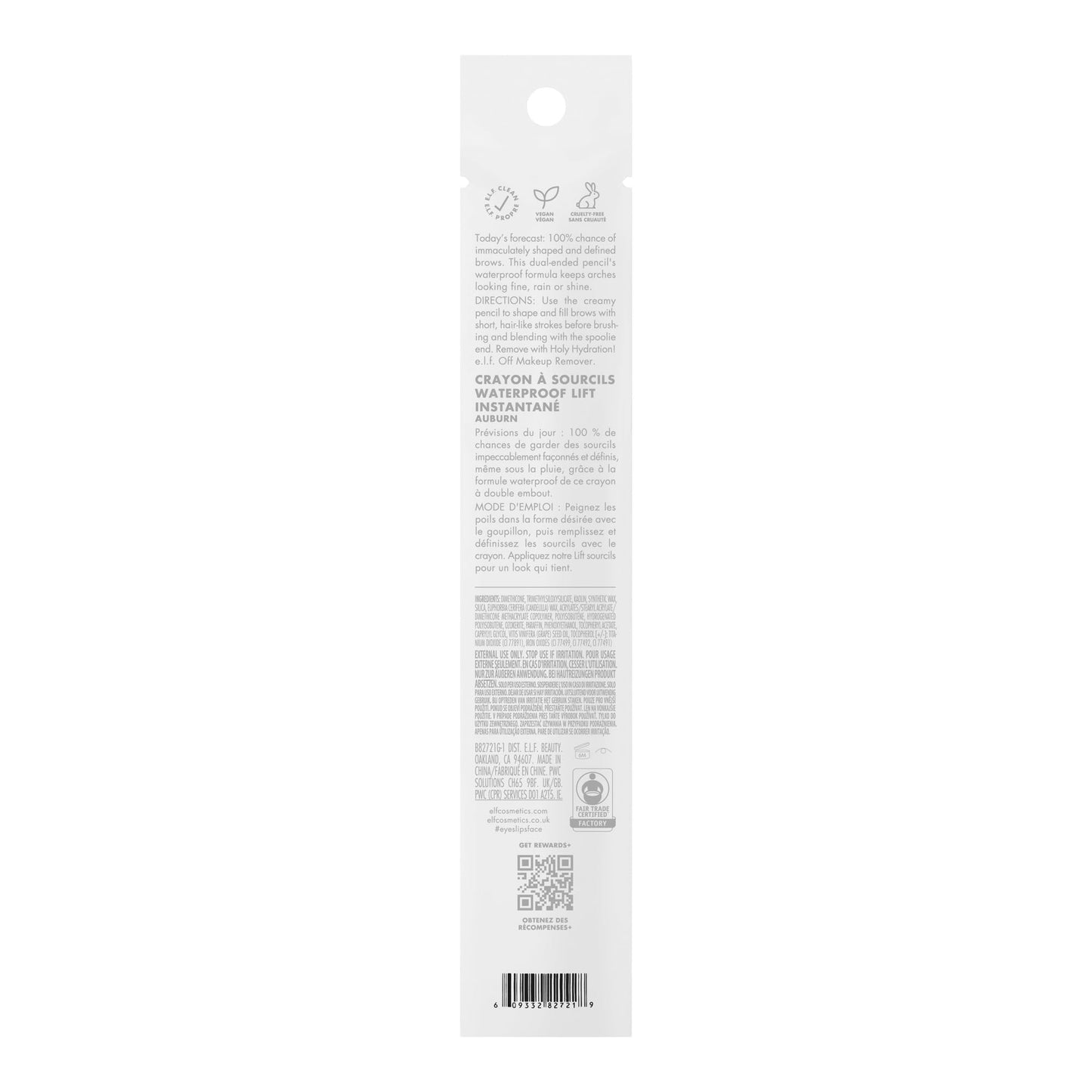 e.l.f. Instant Lift Waterproof Brow Pencil, Long-Lasting Eyebrow Pencil For Grooming & Shaping Brows, Vegan & Cruelty-free, Auburn