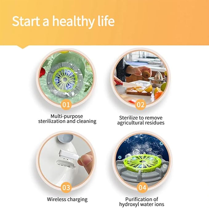 Efficient Portable Fruit and Vegetable Washers, Fruit and Vegetable Cleaning Machine, Electric Fruit Cleaner for Washing Fruits, Vegetables, Grain, Meat, Water-Proof & Wireless Charging (B)