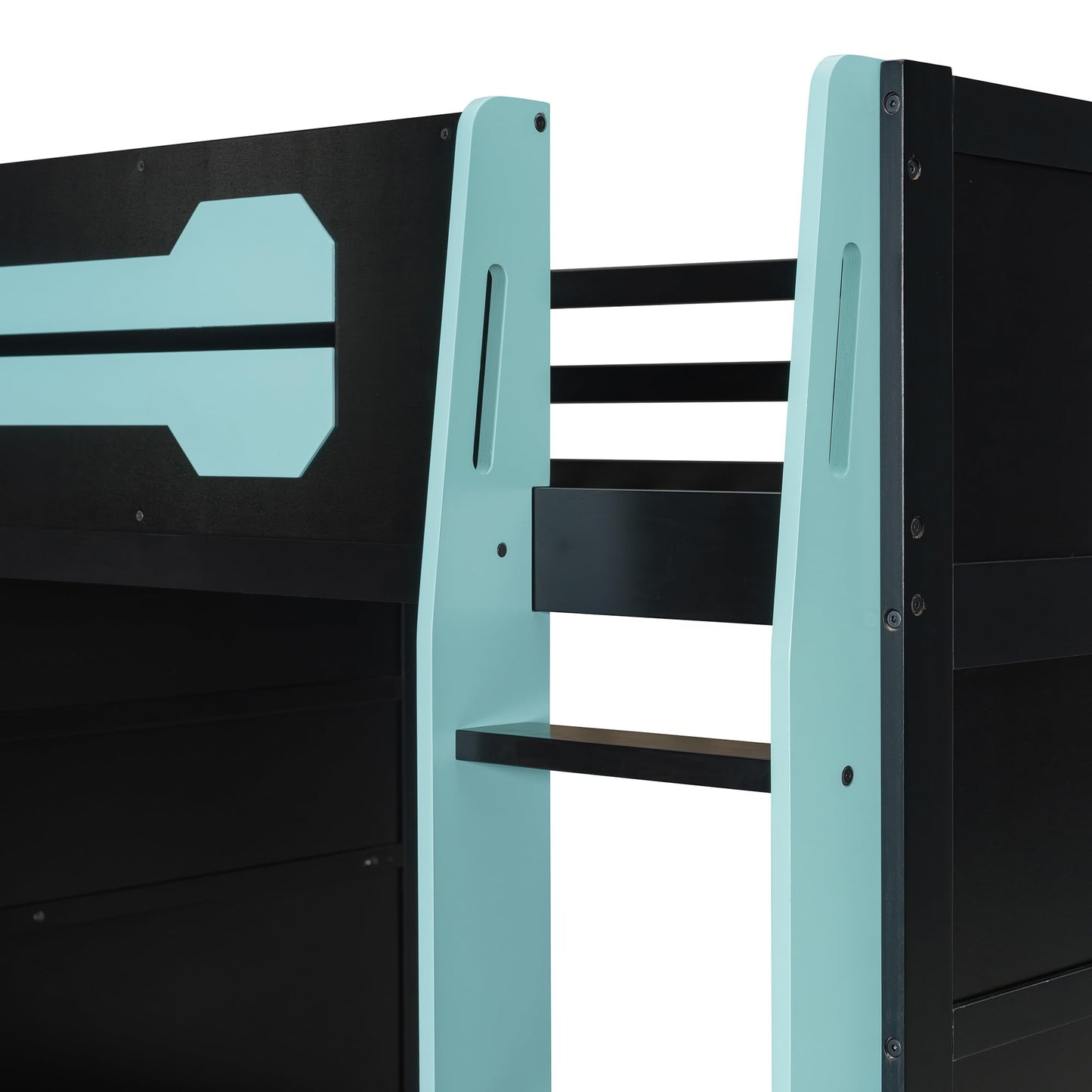 Gaming Bed with RGB Lighting, Desk, Multi-Storage Shelves and LED, Esports Design for PC & Console Gamers, Full Size Wood Loft Bed for Kids Bedroom (Cloud Blue/G)