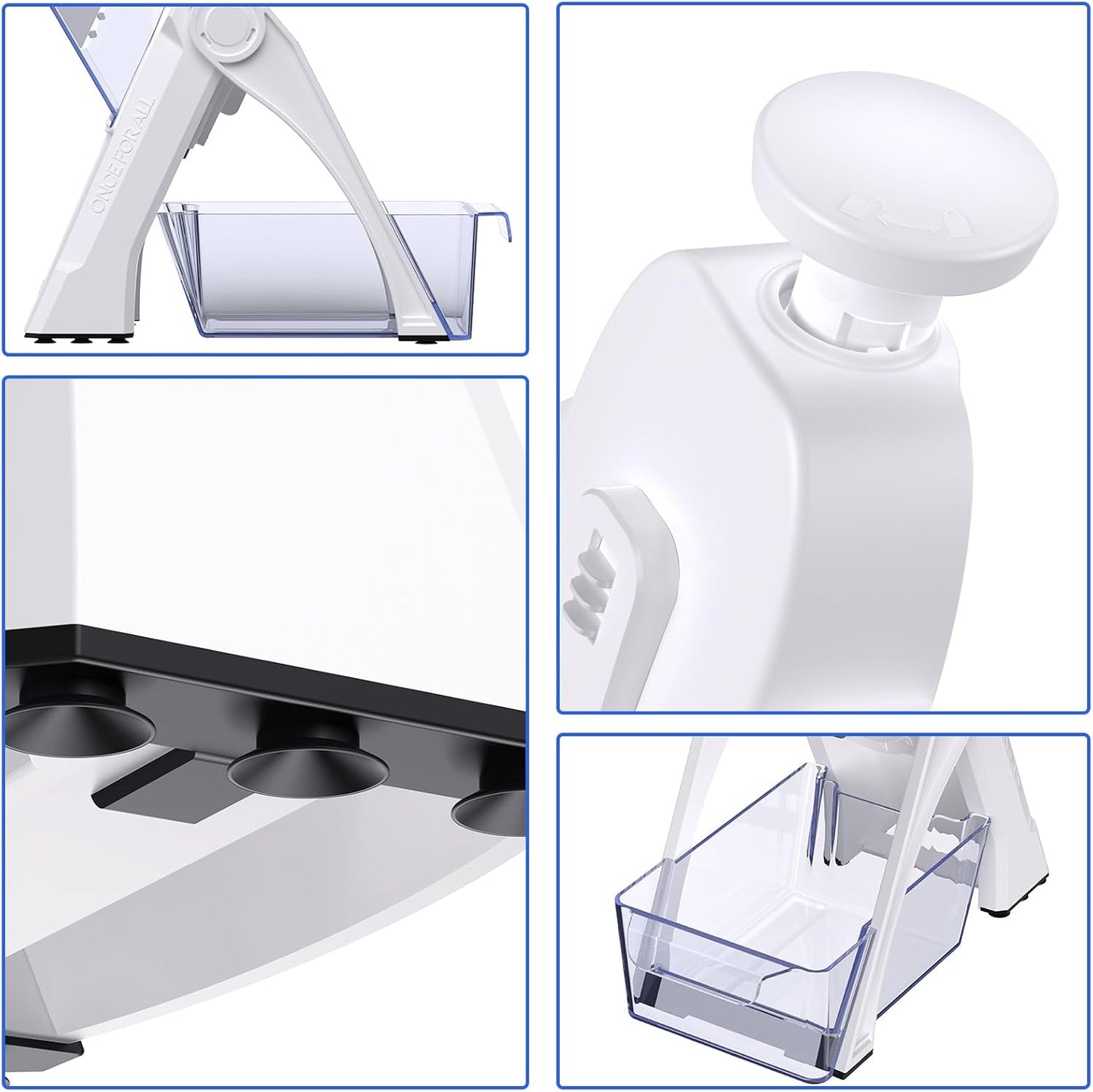 ONCE FOR ALL Safe Vegetable Slicer For Kitchen, Professional Mandoline Slicer For Food Potato Slices, Thickness Adjustable 0.1-8 mm Kitchen Artifact Fast Meal Prep (White)