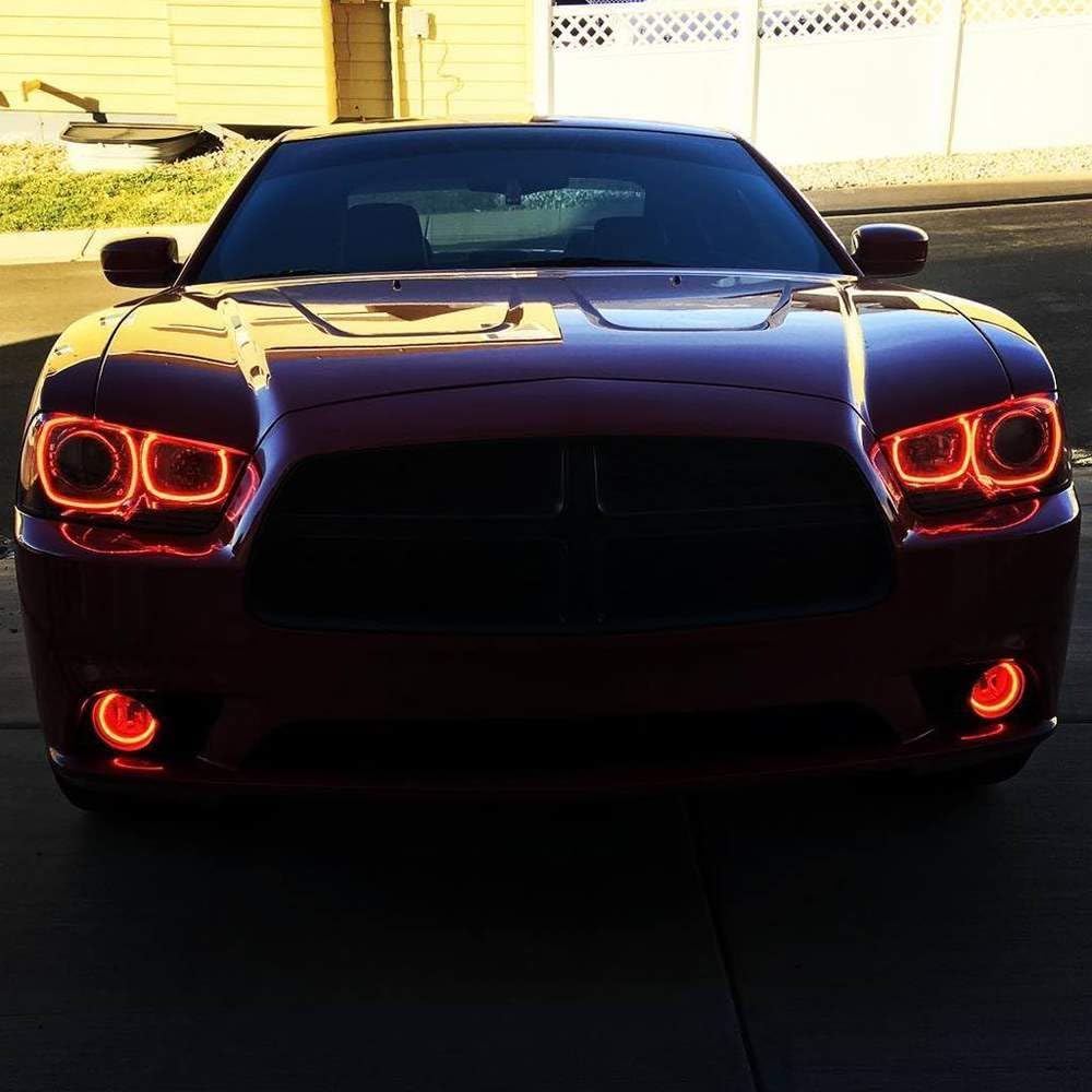 iJDMTOY 210-LED RGB Multi-Color LED Angel Eyes Halo Rings Compatible with Dodge 2011-2014 Charger Front Road Illuminating Lights w/Adjustable Setting