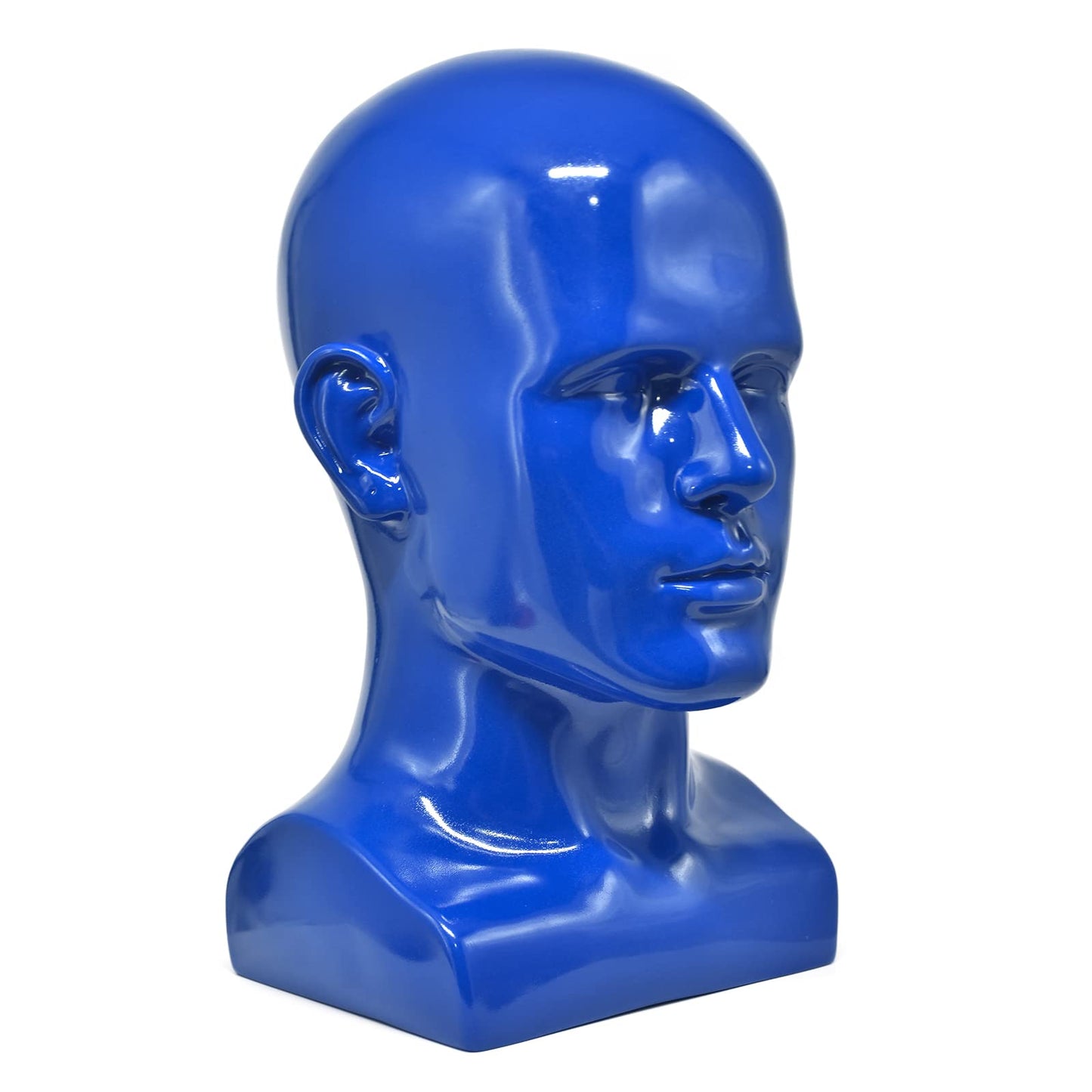 FanLin Male Mannequin Head Professional Manikin Head for Display Wigs Hats Headphone Mask Sunglasses Jewelry and Scravat Display Stand (Bright Blue)