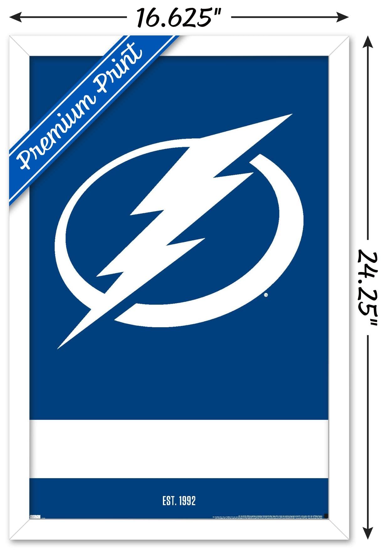 Trends International NHL Tampa Bay Lightning - Logo 21 Wall Poster, 14.725" x 22.375", White Framed Version