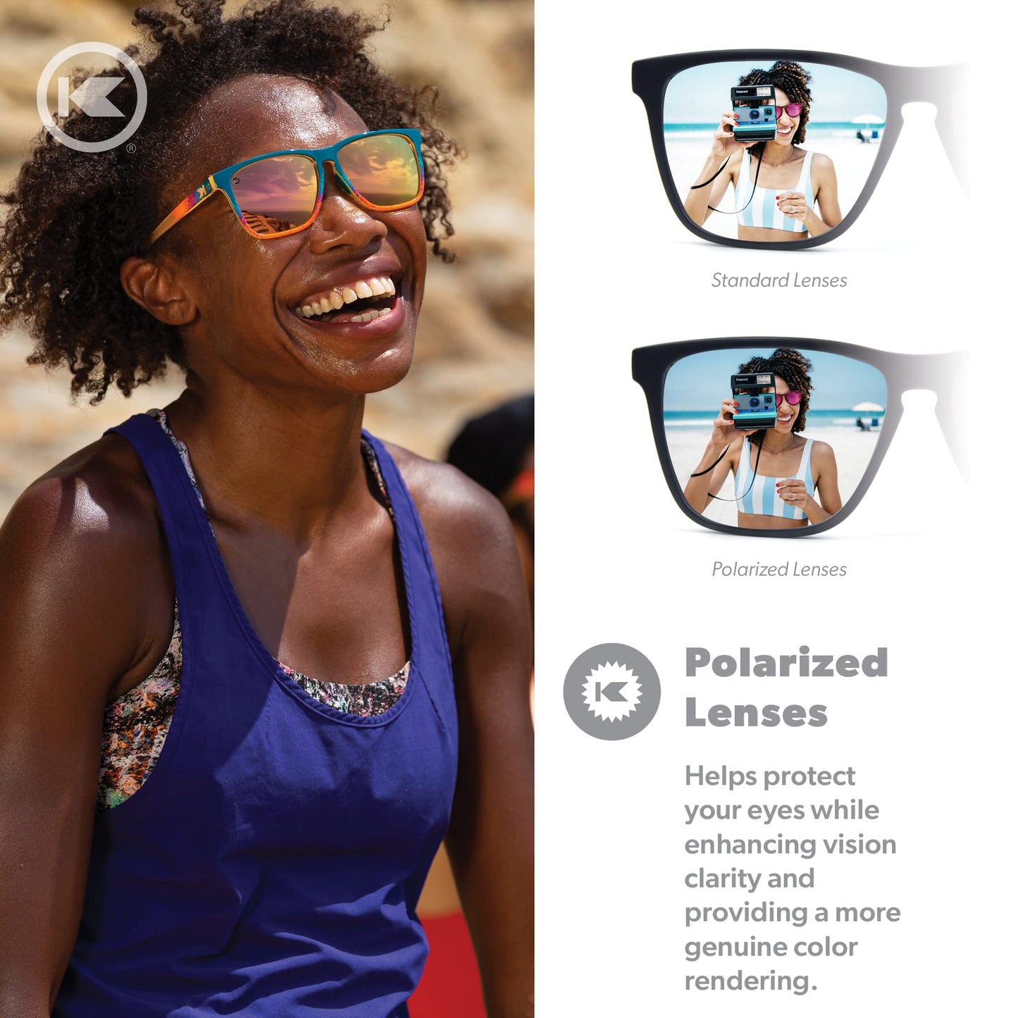 Knockaround Fast Lanes Sport - Polarized Running Sunglasses for Women & Men - Impact Resistant Lenses & Full UV400 Protection, Desert