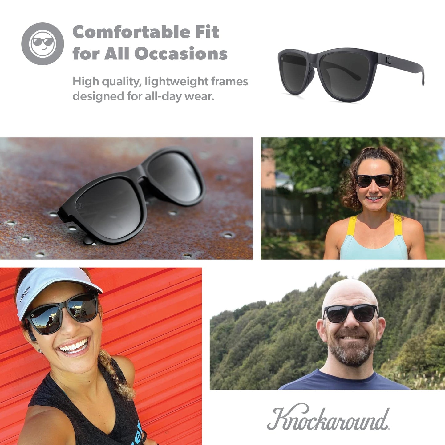 Knockaround Premiums Sport - Polarized Sunglasses For Running & Fitness (Matte Black on Black Frame/Polarized Black Lenses)