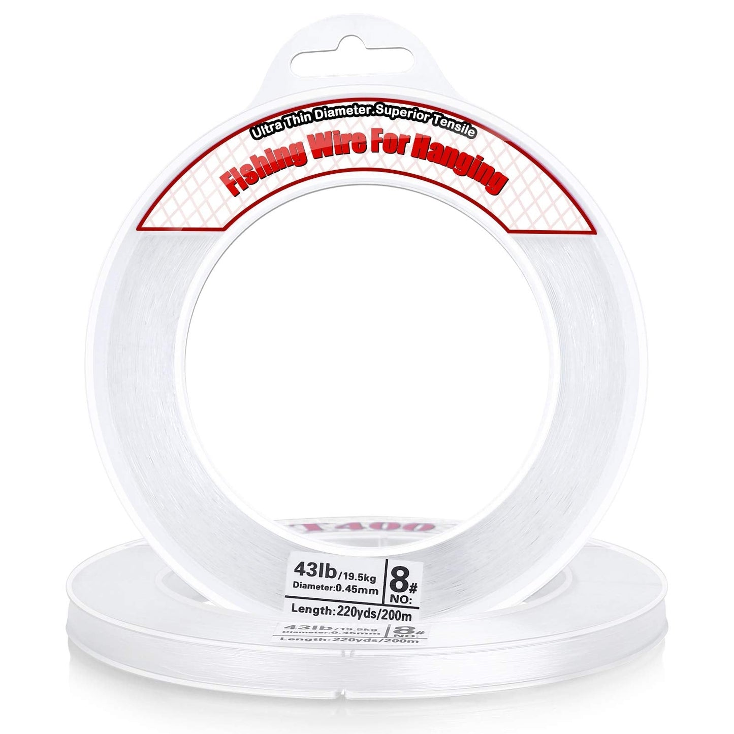 Clear Fishing Wire, Acejoz 656FT Fishing Line Clear Invisible Hanging Wire Strong Nylon String Supports 43 Pounds for Balloon Garland Hanging Decorations
