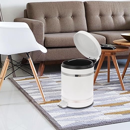 Multi-Function Pedal Trash Can with Lid, 12l Iron Wastebasket for Bathroom and Office, Industrial Style Household Garbage Bin with Foot Press for Kitchen and Toilet Use