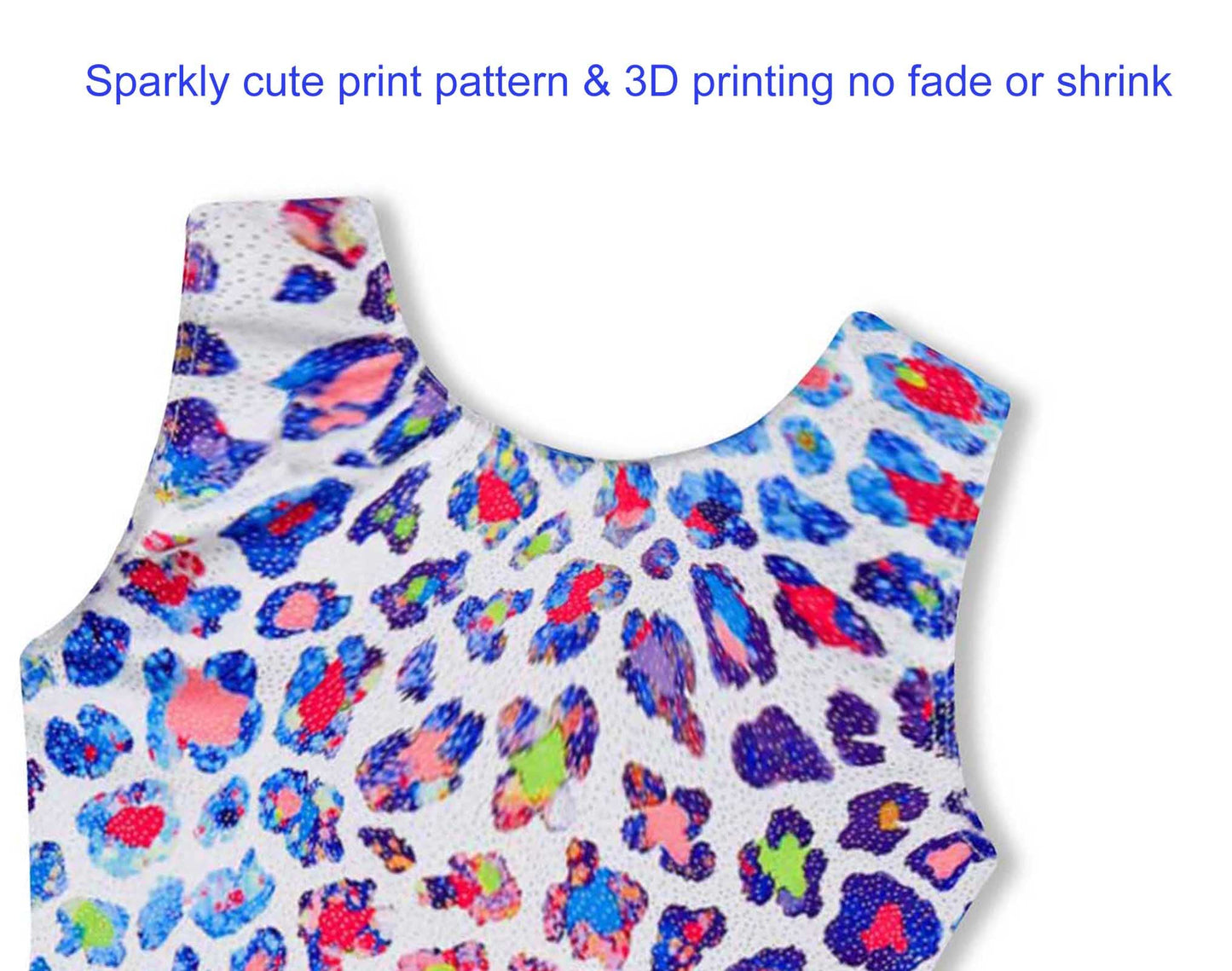 Domusgo Leotard for Girls Gymnastics Size 4t 5t Shiny One-Piece Sleeveless Rainbow Leopard Dance Biketard