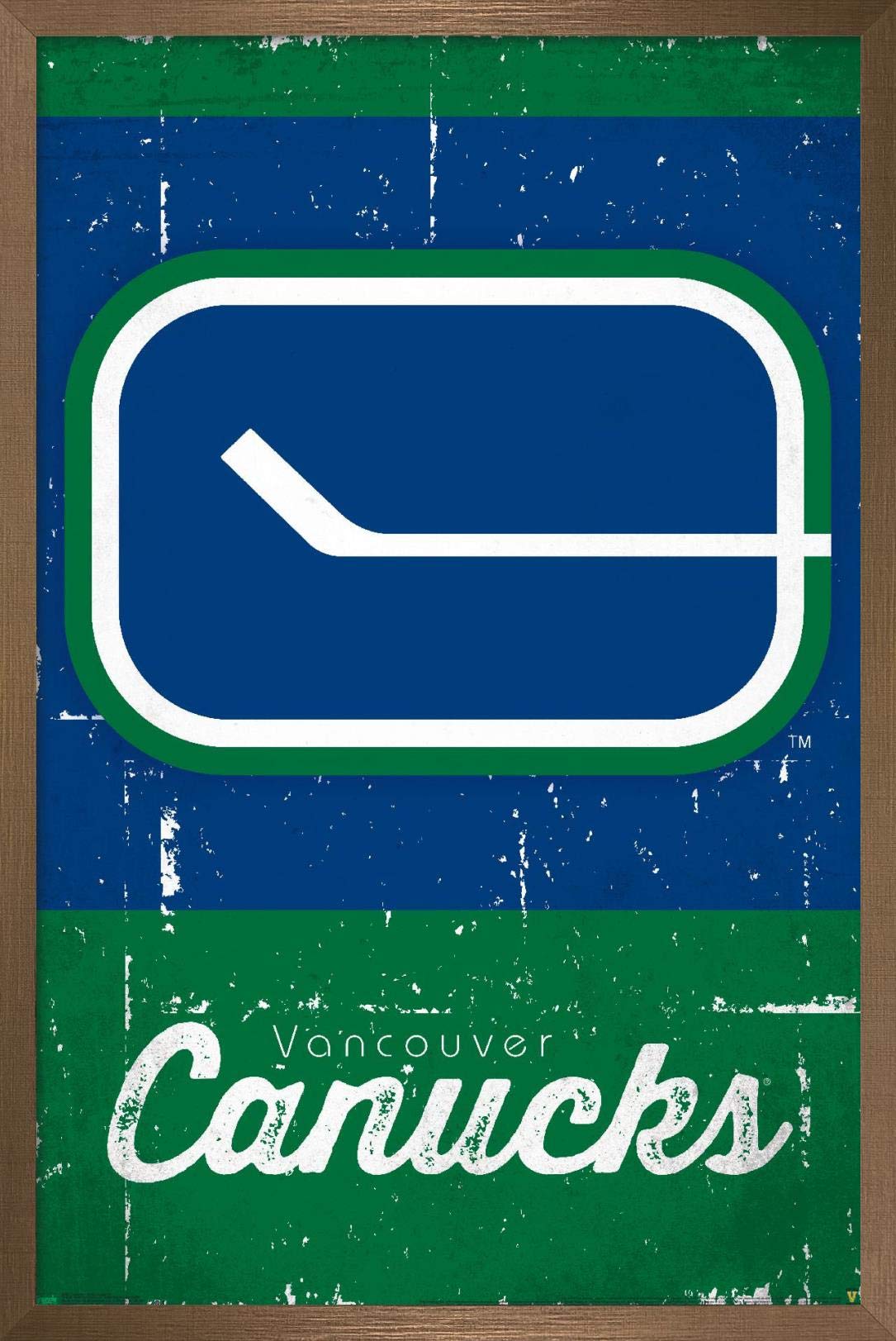 Trends International NHL Vancouver Canucks - Retro Logo 13 Wall Poster, 14.725" x 22.375", Bronze Framed Version