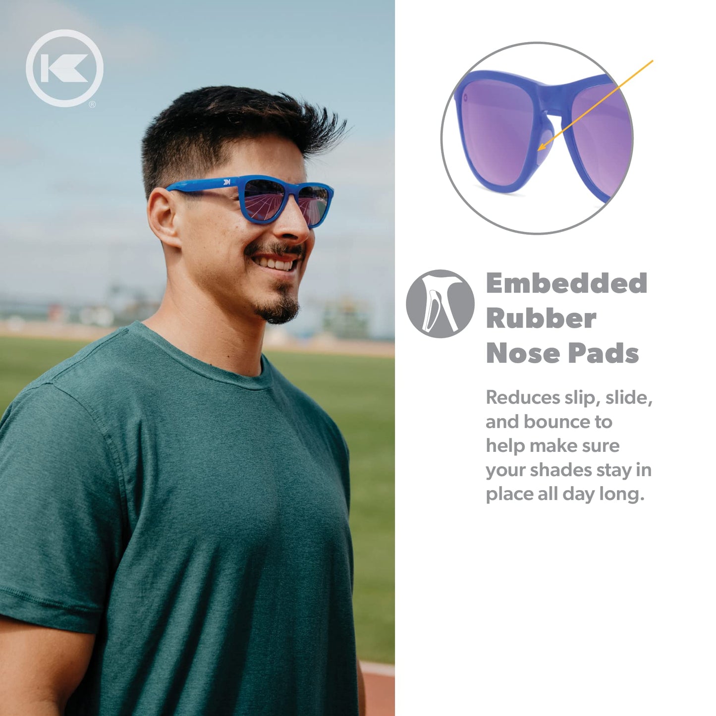 Knockaround Premiums Sport - Polarized Running Sunglasses for Women & Men - Impact Resistant Lenses & Full UV400 Protection, Neptune/Lilac