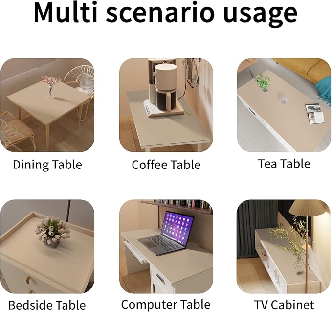 Leather Table Cover,1.8mm Thick,24x60 Inch Desk Cover,Large Desk Mat,Table Protector,Table Cover Protector,Desk Protector,Table Pad,(Light Brown+Gray,24x60)