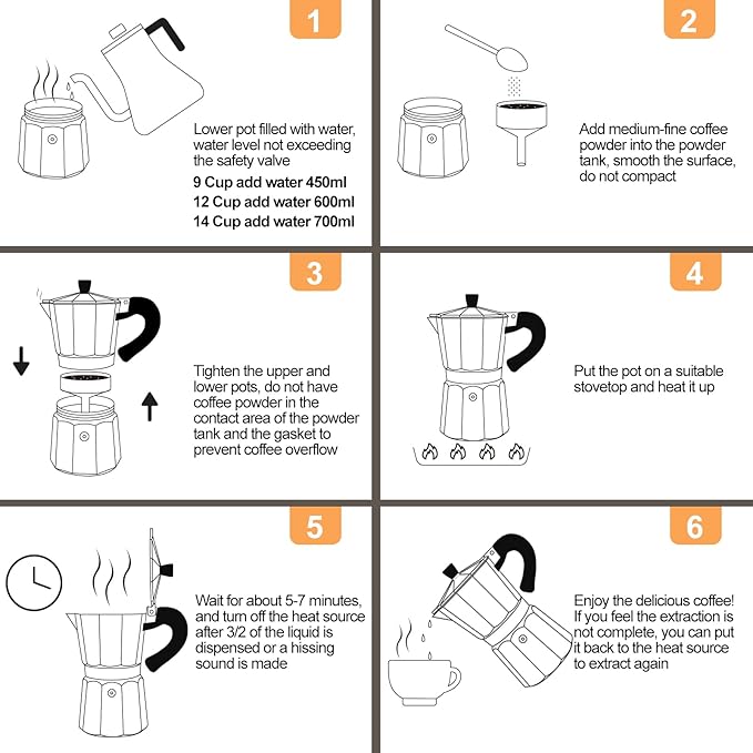 Aluminum 12 Cup 600ml Moka Pot Express Coffee Maker Stovetop Espresso Percolator Coffeemaker Italian Classic Style Brewing Greca Cafe Mocha Machine for Cafeteras Lover Camping Travel and Home Use 20oz