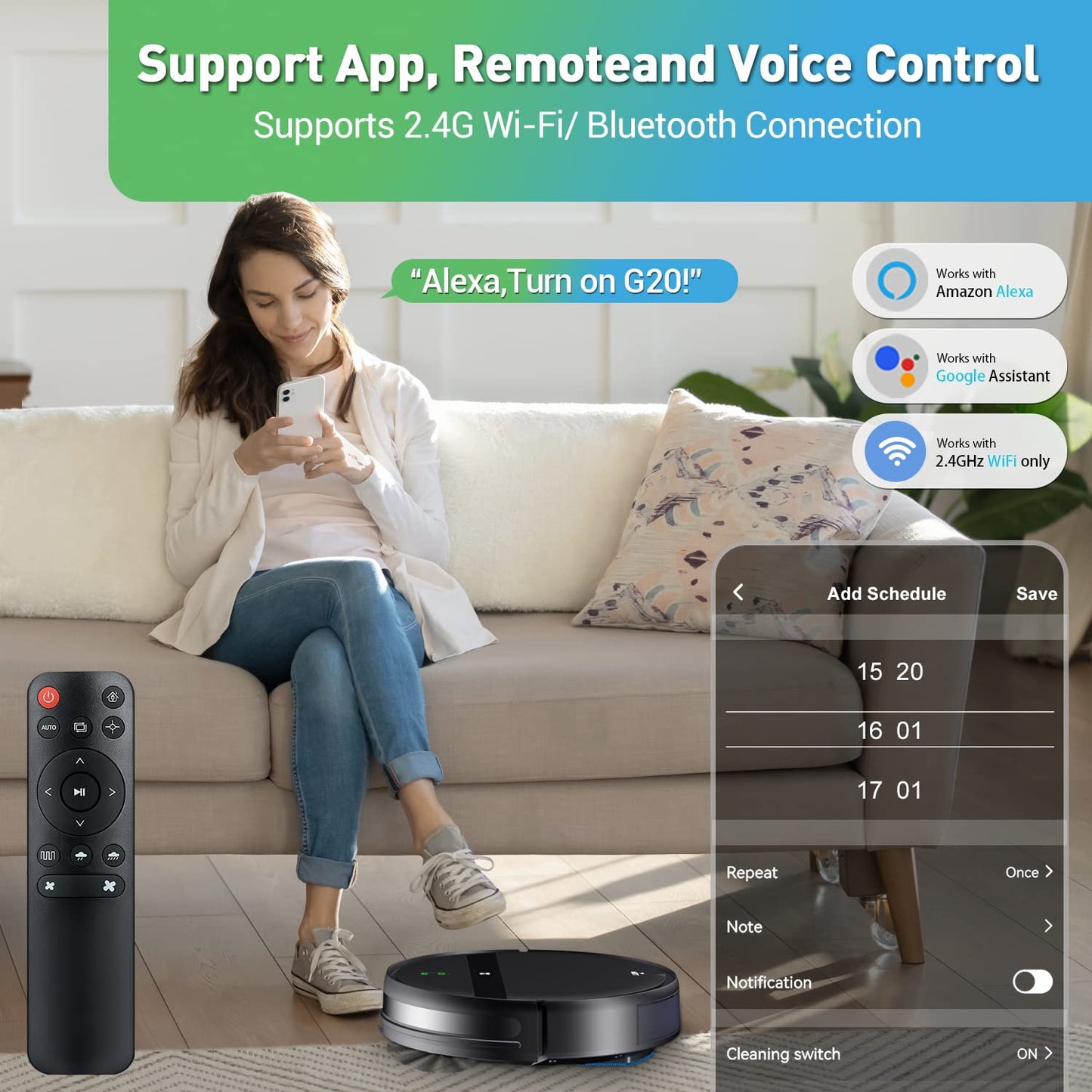 Kilgone Robot Vacuum and Mop Combo 2300Pa for Pet Hair | Robotic Vacuum Cleaner with WiFi/Alexa/App | Auto Recharge & Tangle-Free | Ultra-Slim Quiet 2.8" for Hard Floors, Low-Pile Rugs