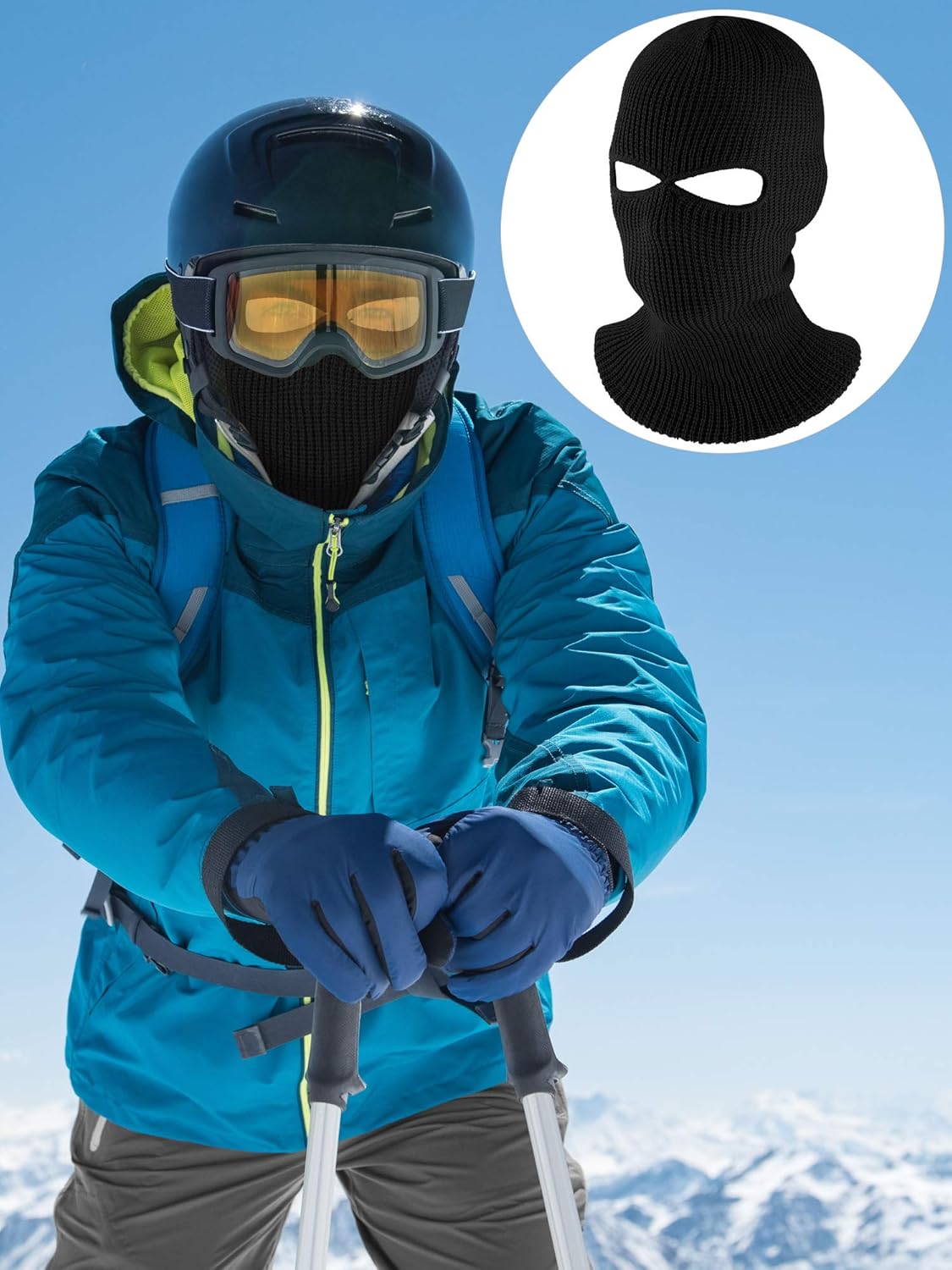 3 Pack 2 Hole Ski Masks Winter Knitted Ski Masks Balaclava Warm Full Face Windproof for Men Women Sports Outdoor