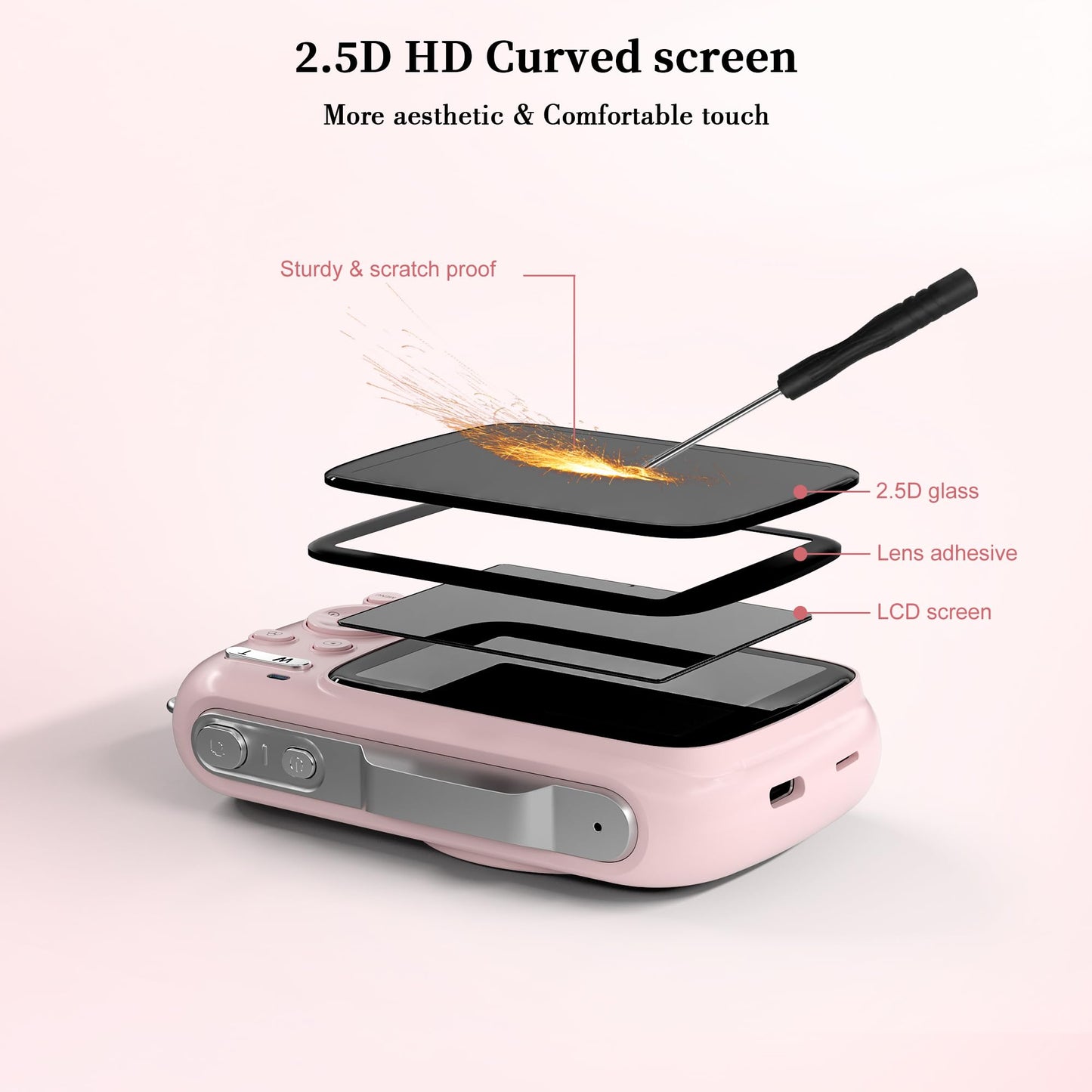 GWAEPU 4K Compact Digital Camera: 64MP Point and Shoot Cameras for Photography 18X Zoom Portable Small Vlogging Camera with 32GB TF Card 2 Batteries & Leather Case for Beginners Teens Students Pink
