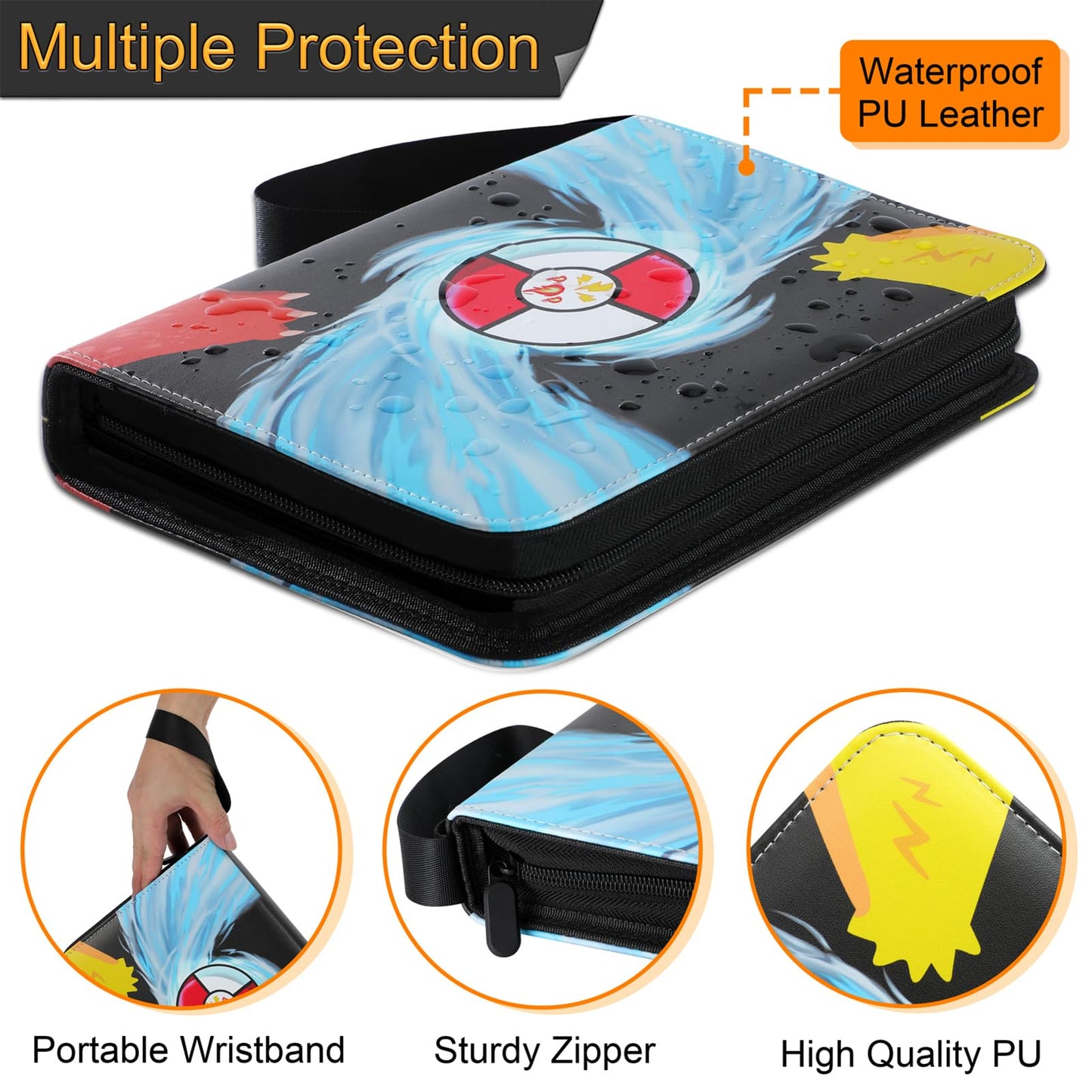 Kivxizi Card Binder for Cards, 4-Pocket Card Binder Holder Fits 400 Cards with 50 Removable Sleeves, Card Book Collector Album Folder, Toys Gifts for Boys Girls